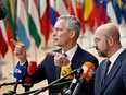 NATO Secretary General Jens Stoltenberg (left) and European Council President Charles Michel