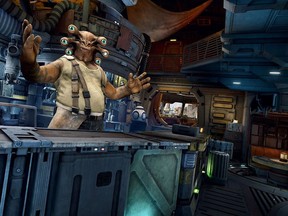 PS VR2's Star Wars: Tales from the Galaxy's Edge lets players blast baddies with badass blasters.